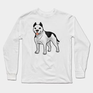 Dog - American Staffordshire  Terrier - Cropped Black and White Long Sleeve T-Shirt